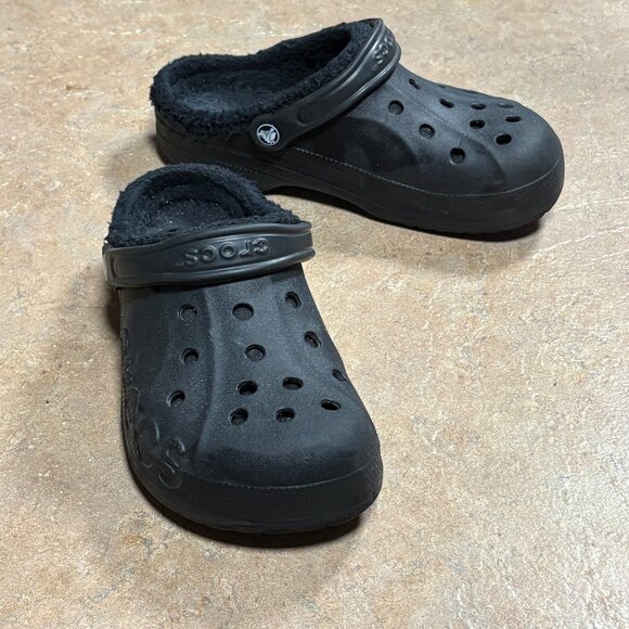 Crocs Baya Lined Clog Black Warm Fuzzy Lining Slip-On Casual Shoes 6 M 8 W - Picture 9 of 10